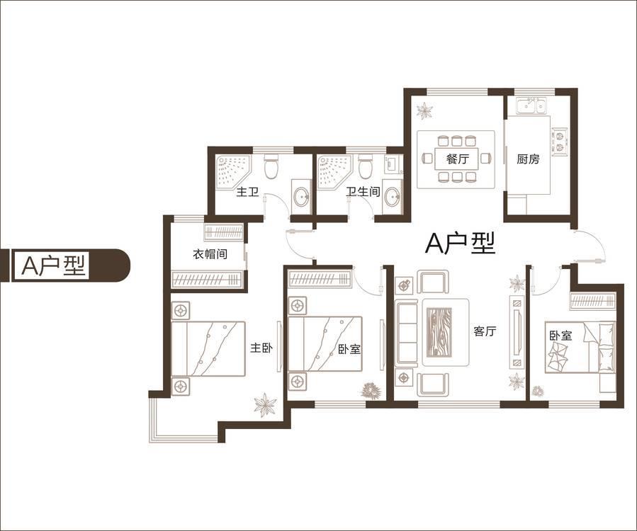 百商托斯卡纳小城3室2厅2卫122㎡户型图