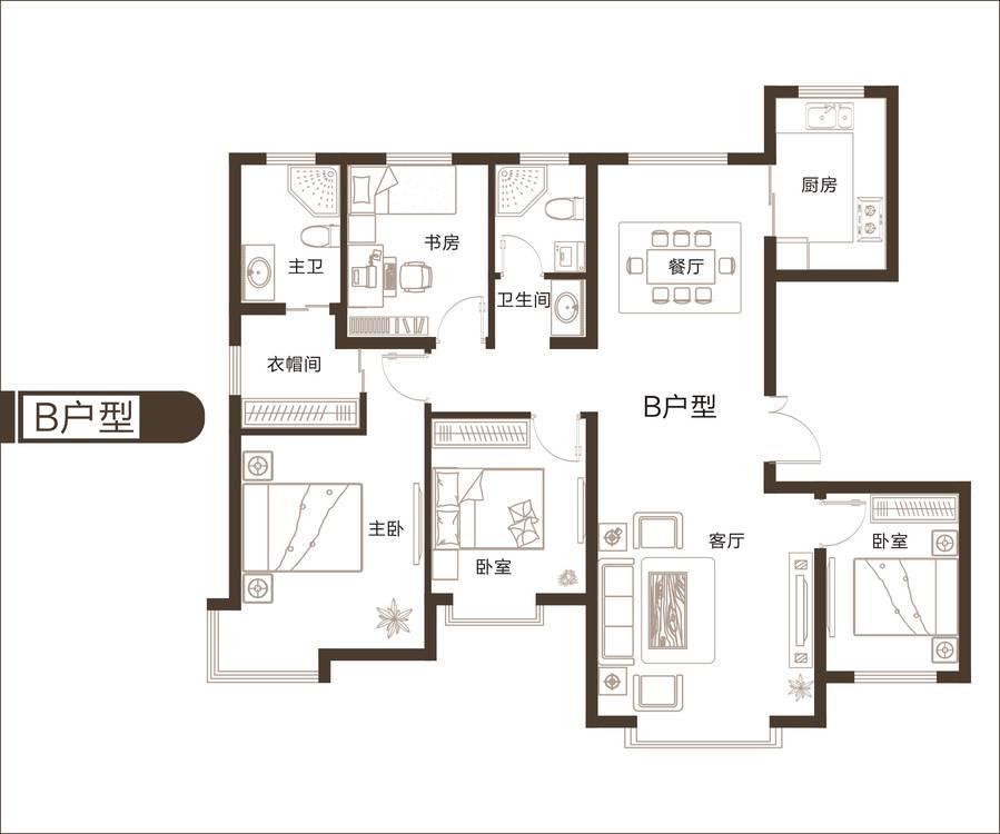 百商托斯卡纳小城4室2厅2卫132㎡户型图