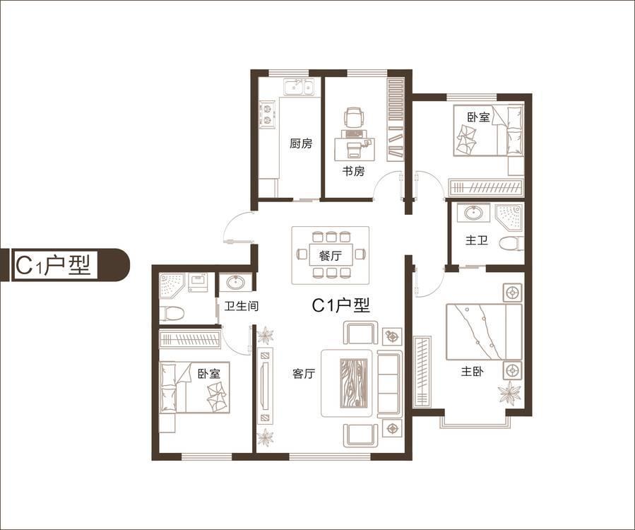 百商托斯卡纳小城4室2厅2卫103㎡户型图