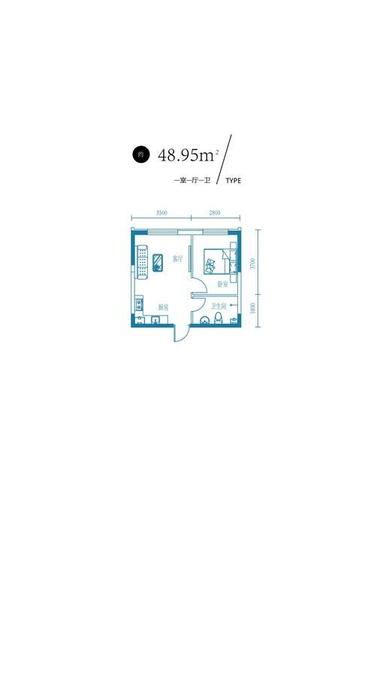 新加坡城1室1厅1卫49㎡户型图