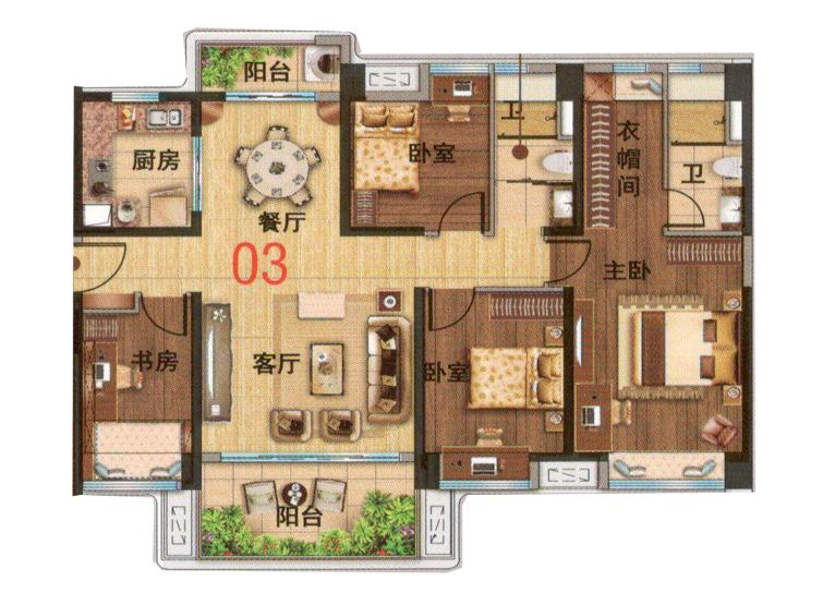 碧桂园大名府4室2厅2卫143㎡户型图