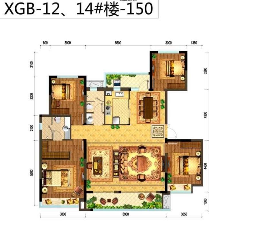 北大资源城未名府4室2厅1卫150㎡户型图