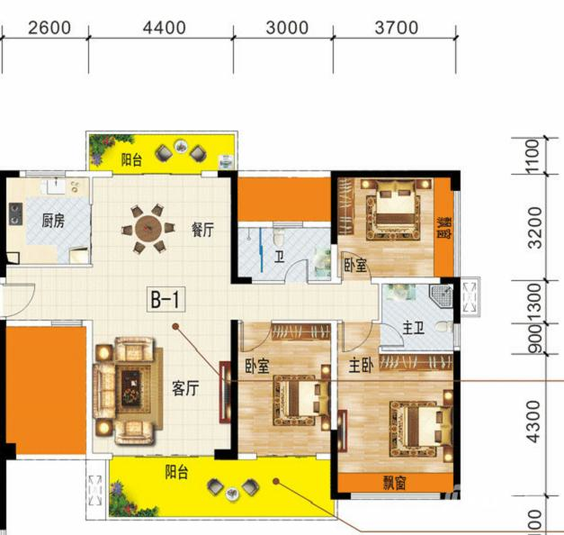 财富时代4室2厅2卫138.2㎡户型图