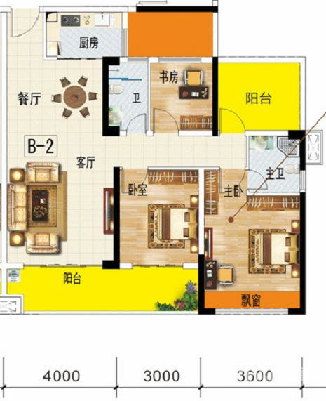 财富时代4室2厅2卫110.8㎡户型图