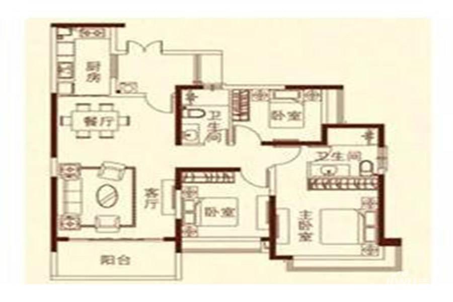 恒大海上威尼斯3室2厅2卫126㎡户型图