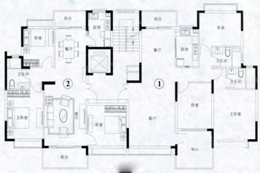 恒大海上威尼斯4室2厅3卫140㎡户型图