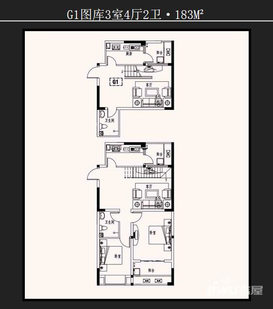 金誉府3室4厅2卫183㎡户型图