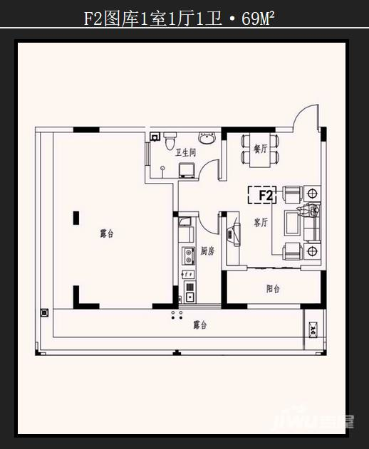 金誉府1室1厅1卫69㎡户型图