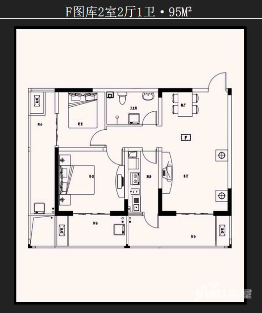 金誉府2室2厅1卫95㎡户型图