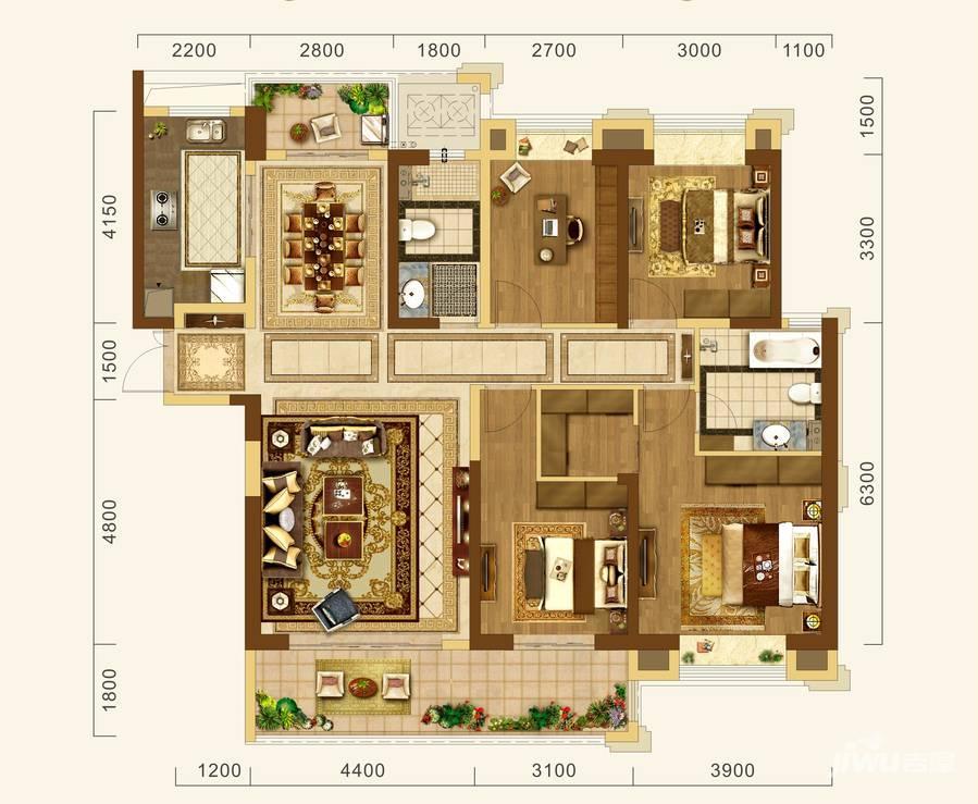 中建宜昌之星4室2厅2卫165㎡户型图