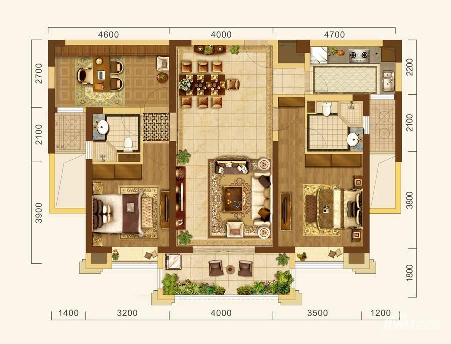 中建宜昌之星3室2厅2卫128㎡户型图