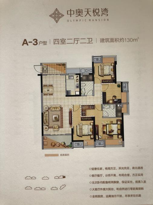 中奥天悦湾4室2厅2卫130㎡户型图