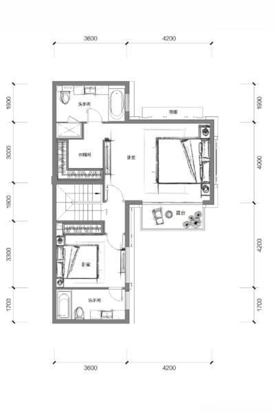 泰禾野风大城小院3室3厅3卫89㎡户型图