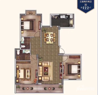 澜桥世家3室2厅2卫122㎡户型图