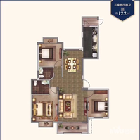 澜桥世家3室2厅2卫122㎡户型图
