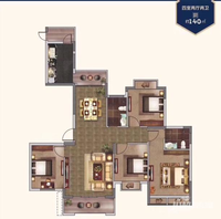 澜桥世家4室2厅2卫140㎡户型图