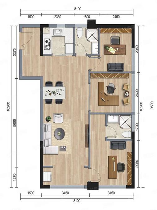 建发第五大道普通住宅99㎡户型图