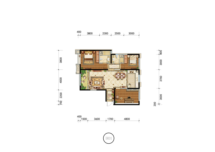 领地蘭台府3室2厅2卫137㎡户型图