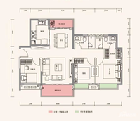 融创书院豪庭3室2厅2卫111㎡户型图
