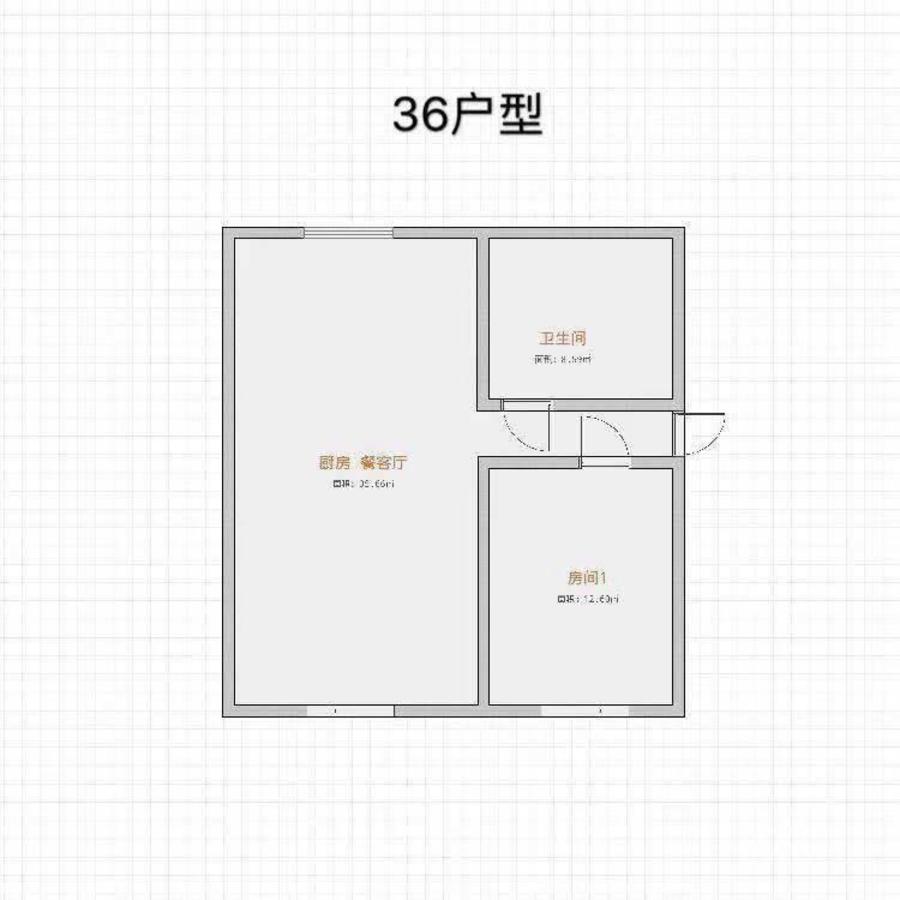 思江花苑1室1厅1卫36㎡户型图