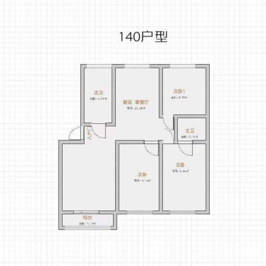 思江花苑3室2厅2卫140㎡户型图