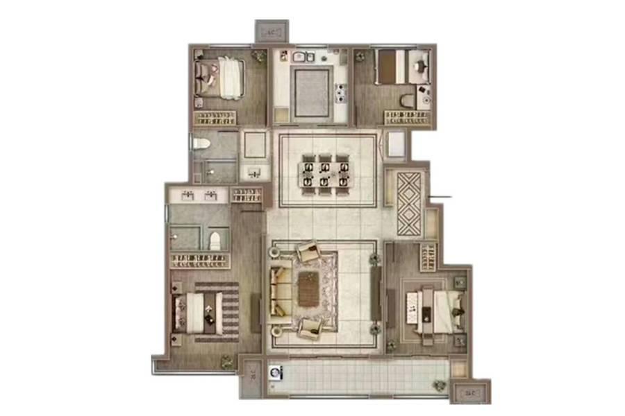 万科威高翡翠公园4室2厅2卫140㎡户型图