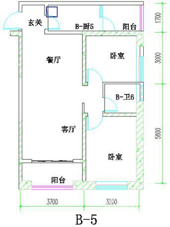 融城春晓2室2厅1卫88㎡户型图