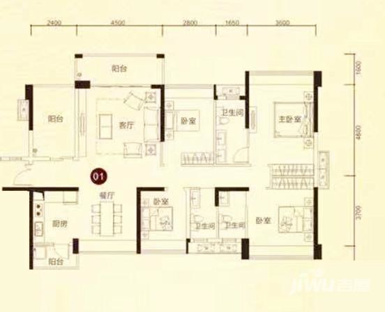 观景豪园5室2厅3卫150㎡户型图