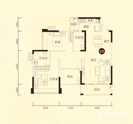 观景豪园3室2厅2卫110㎡户型图