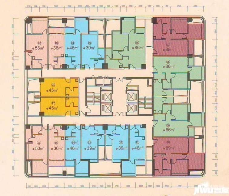 湛江榮盛中央廣場總裁公寓戶型示意圖展示